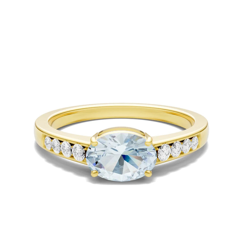 East West Oval Gemstone Ring with Accents