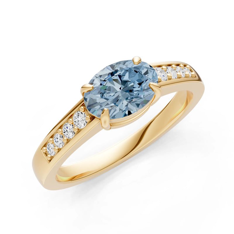 East West  Oval Gemstone Ring with Accents