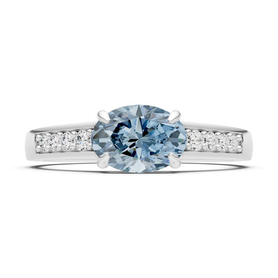 East West  Oval Gemstone Ring with Accents