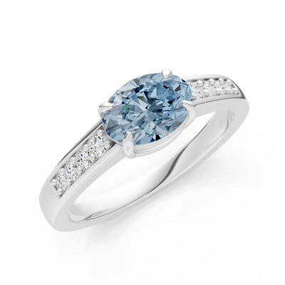 East West  Oval Gemstone Ring with Accents