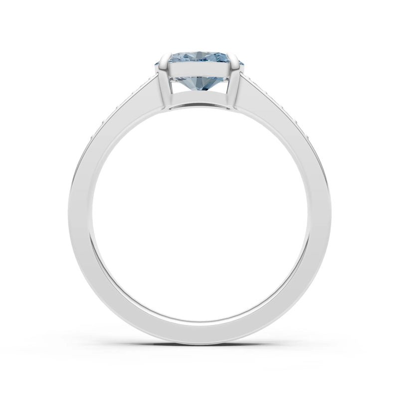 Aquamarine East West Oval Gemstone Ring with Accents