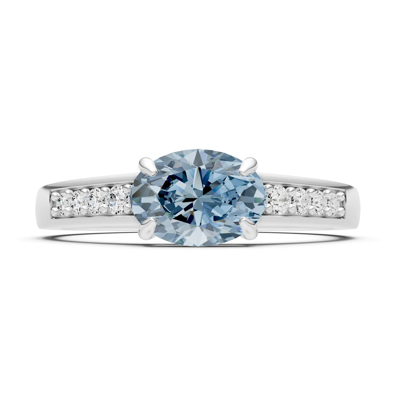 Aquamarine East West Oval Gemstone Ring with Accents