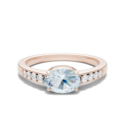 East West Oval Gemstone Ring with Accents