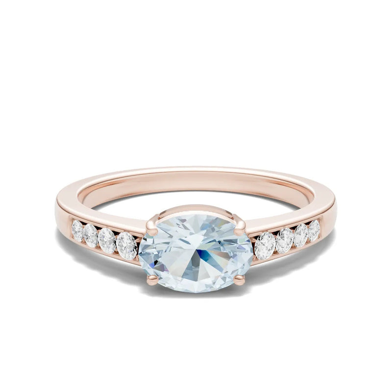 East West Oval Gemstone Ring with Accents