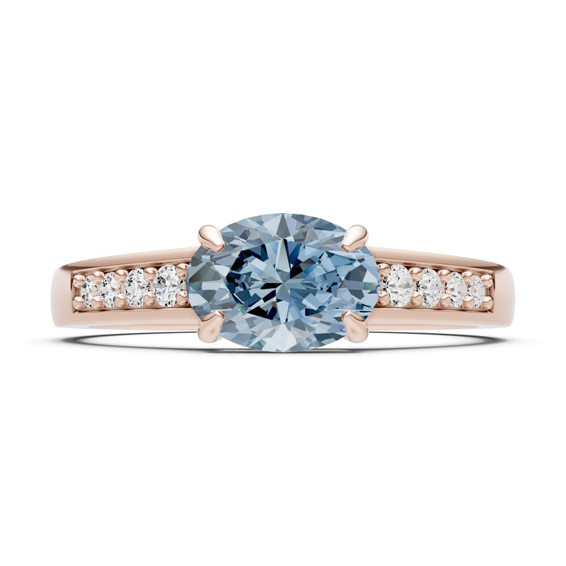 East West  Oval Gemstone Ring with Accents