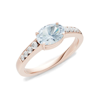 East West Oval Gemstone Ring with Accents