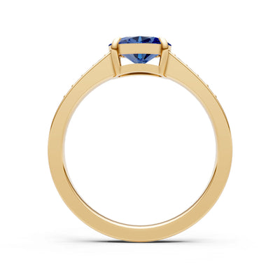 East West Oval Gemstone Ring with Accents