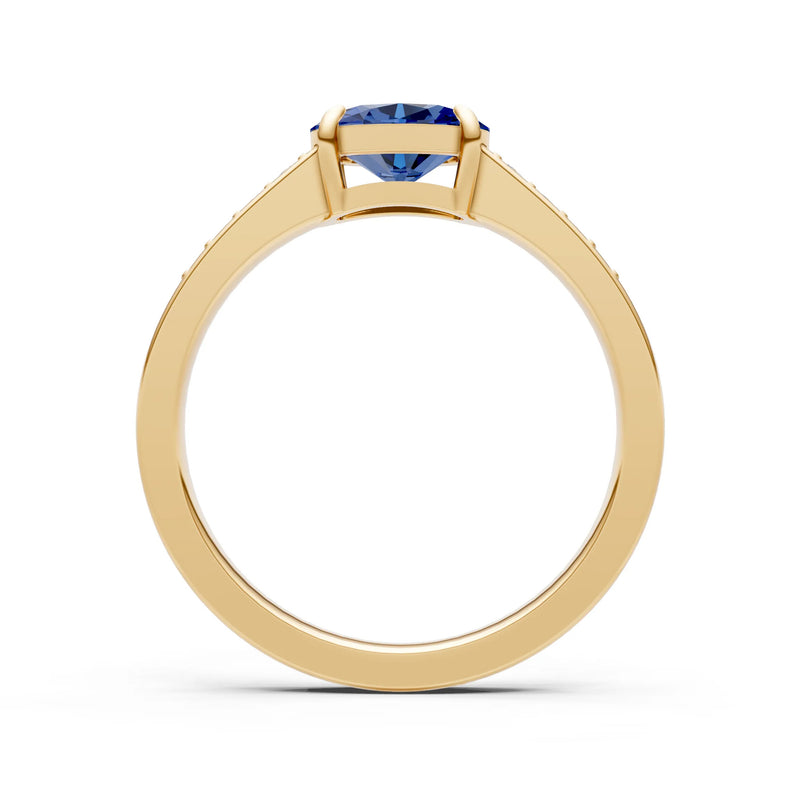 East West Oval Gemstone Ring with Accents