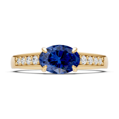 East West  Oval Gemstone Ring with Accents
