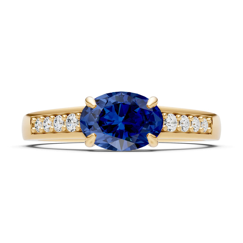 East West  Oval Gemstone Ring with Accents