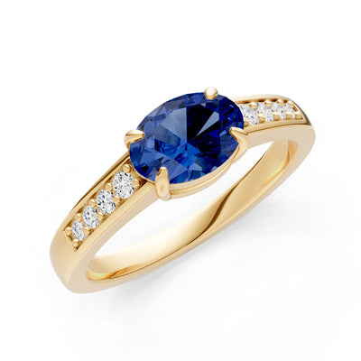 East West  Oval Gemstone Ring with Accents