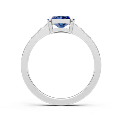 East West  Oval Gemstone Ring with Accents