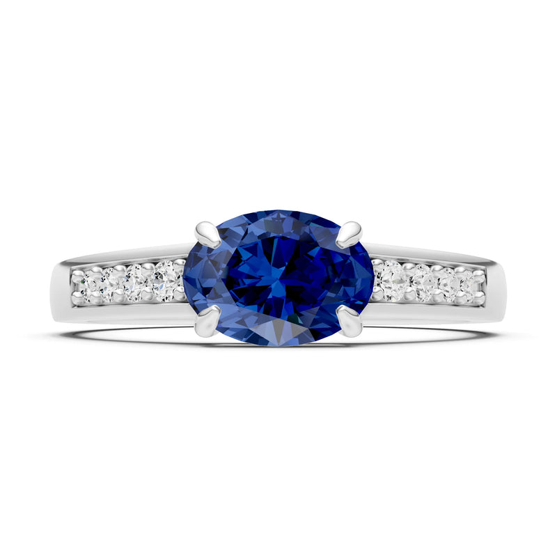 East West  Oval Gemstone Ring with Accents