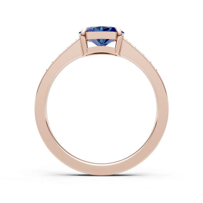 East West Oval Gemstone Ring with Accents