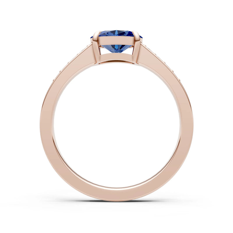 East West Oval Gemstone Ring with Accents