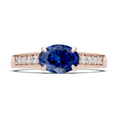 East West  Oval Gemstone Ring with Accents