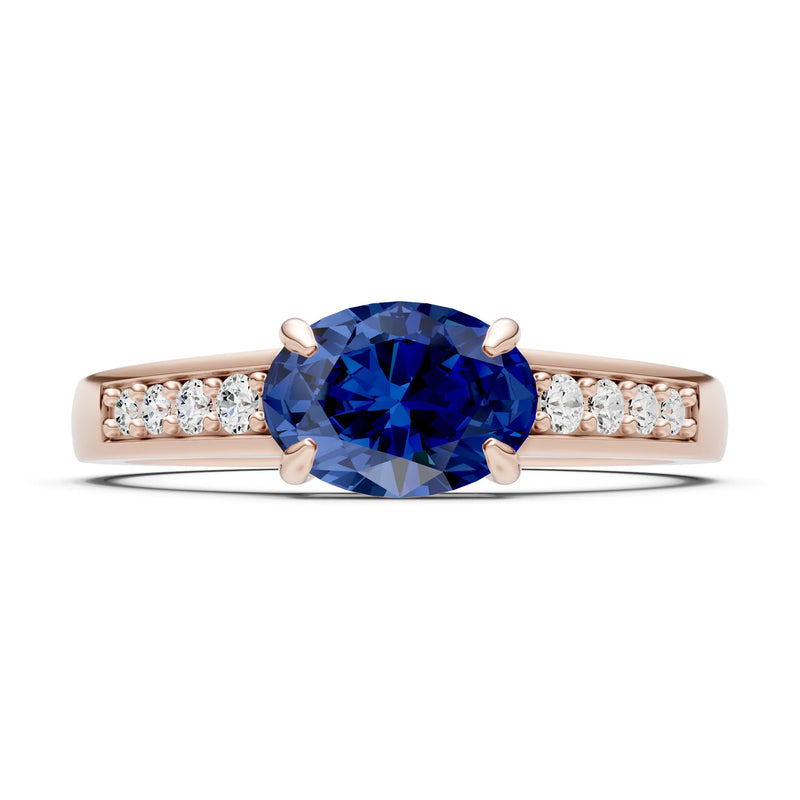 East West  Oval Gemstone Ring with Accents
