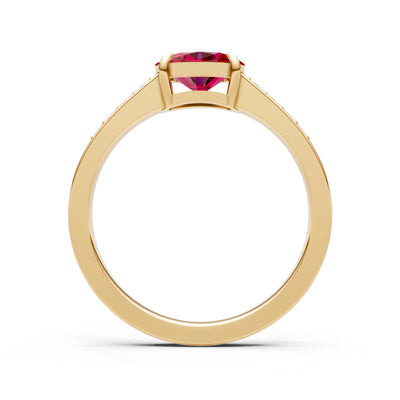 East West  Oval Gemstone Ring with Accents