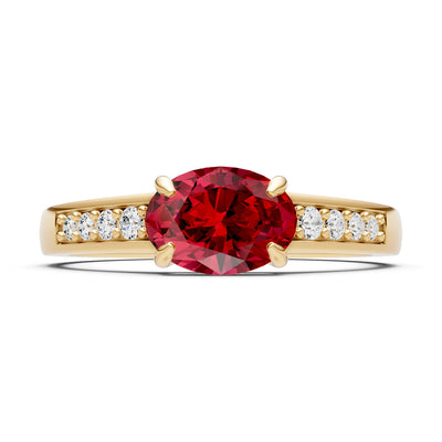 East West  Oval Gemstone Ring with Accents