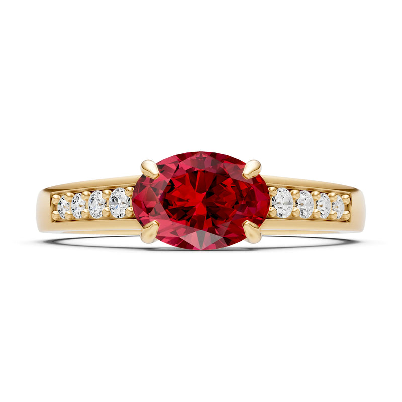 East West  Oval Gemstone Ring with Accents