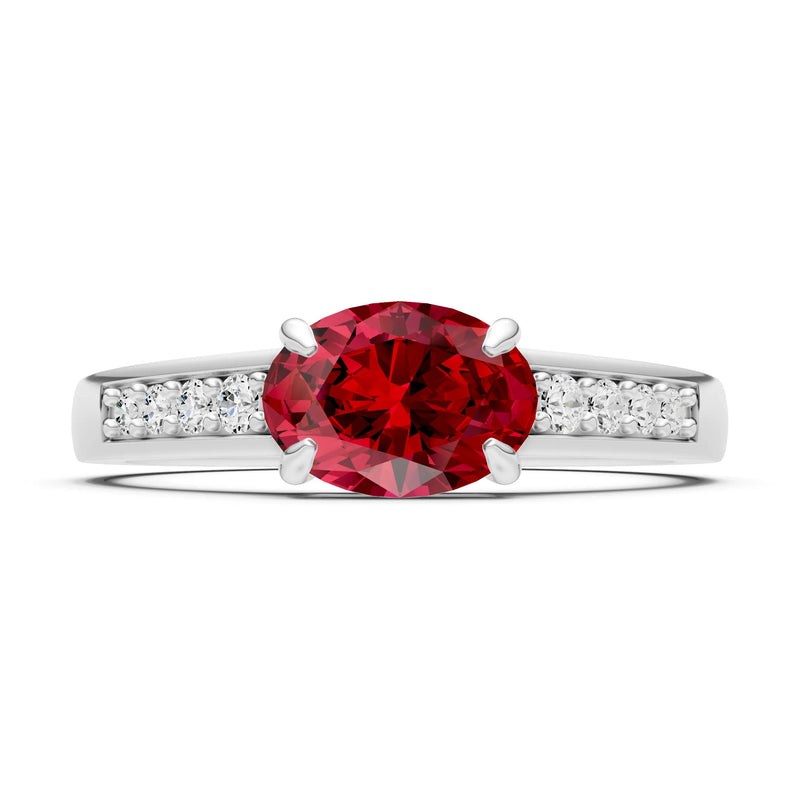 East West Oval Gemstone Ring with Accents