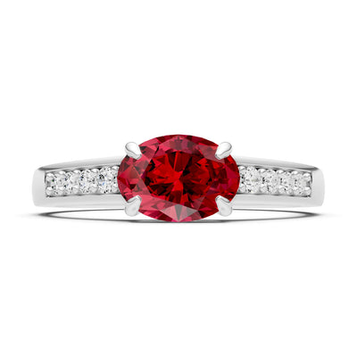 East West  Oval Gemstone Ring with Accents