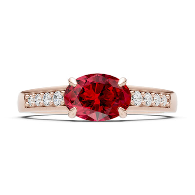 East West  Oval Gemstone Ring with Accents