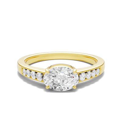 East West Oval Gemstone Ring with Accents