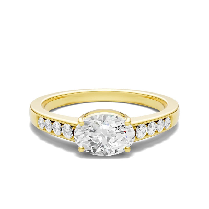 East West Oval Gemstone Ring with Accents