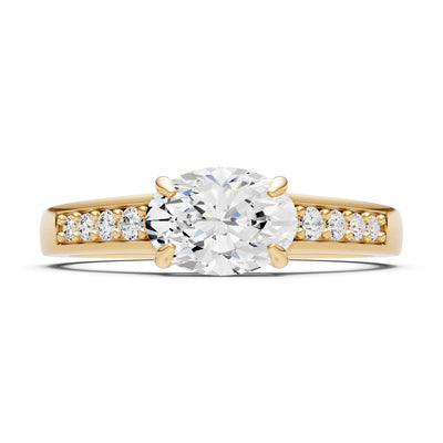 East West  Oval Gemstone Ring with Accents