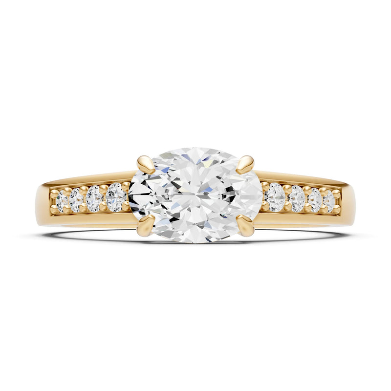 East West  Oval Gemstone Ring with Accents
