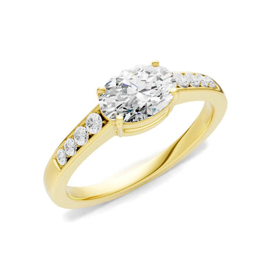 East West Oval Gemstone Ring with Accents