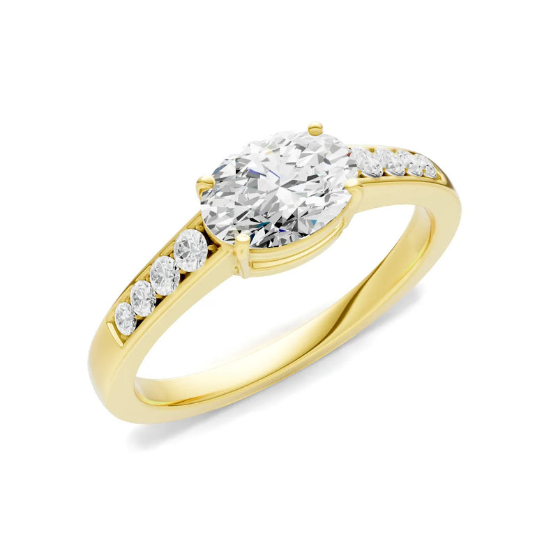 East West Oval Gemstone Ring with Accents