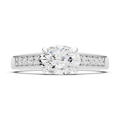 East West  Oval Gemstone Ring with Accents