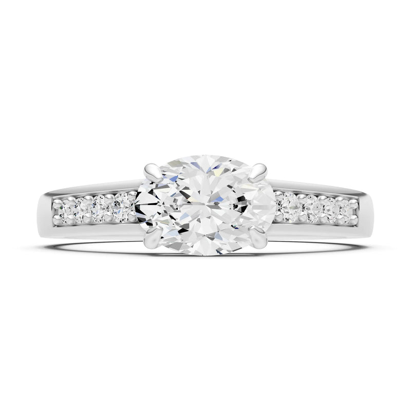 East West  Oval Gemstone Ring with Accents