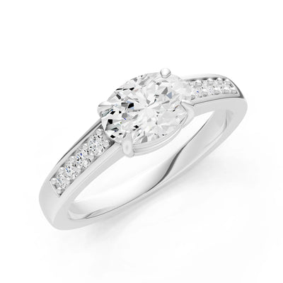 East West  Oval Gemstone Ring with Accents