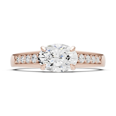 East West  Oval Gemstone Ring with Accents