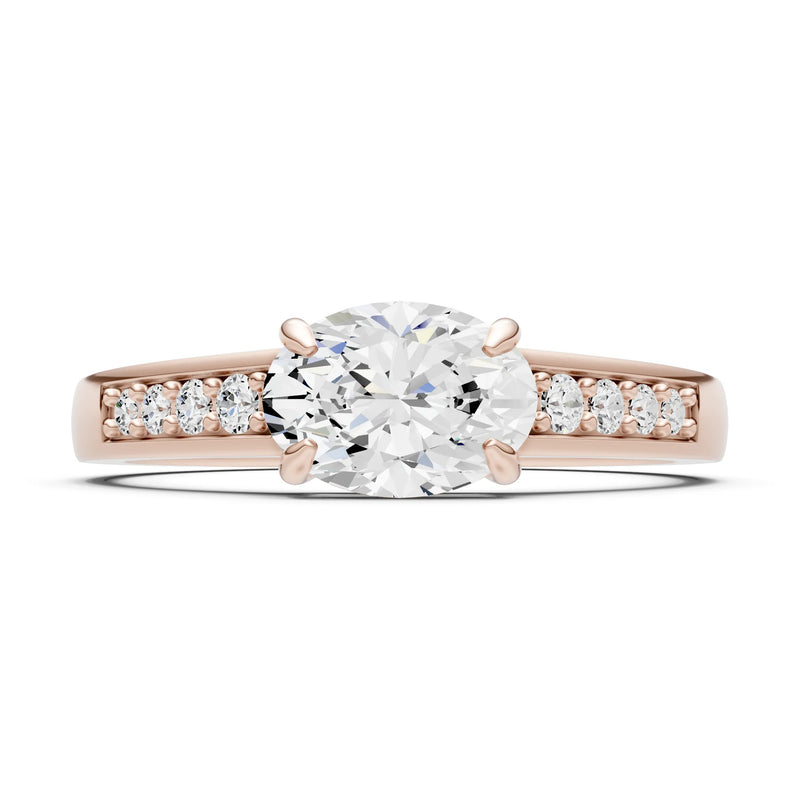 East West  Oval Gemstone Ring with Accents