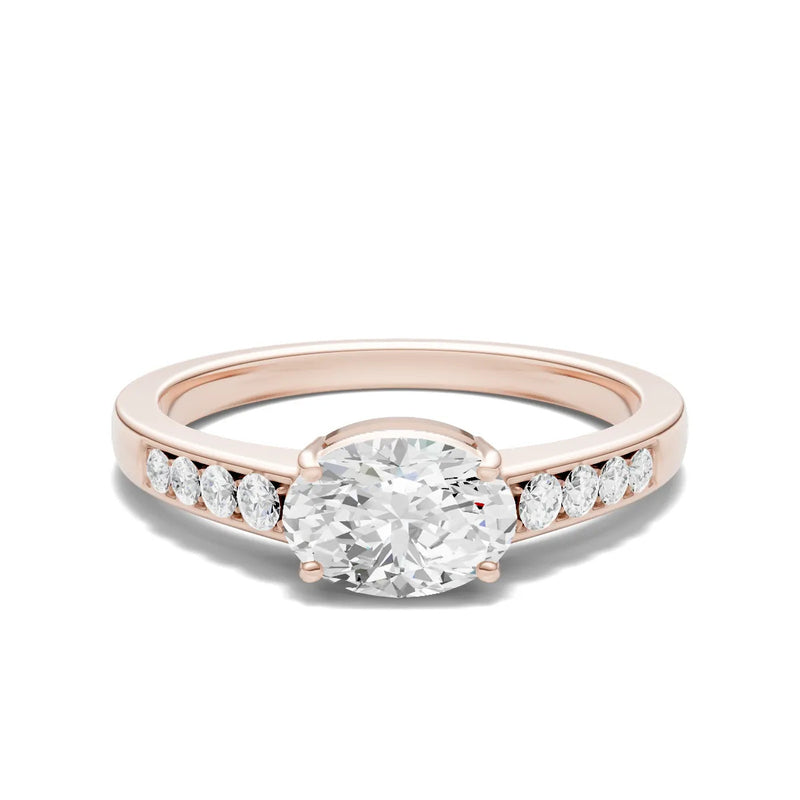 East West Oval Gemstone Ring with Accents