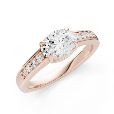 East West  Oval Gemstone Ring with Accents