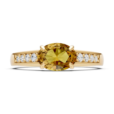 East West Oval Gemstone Ring with Accents