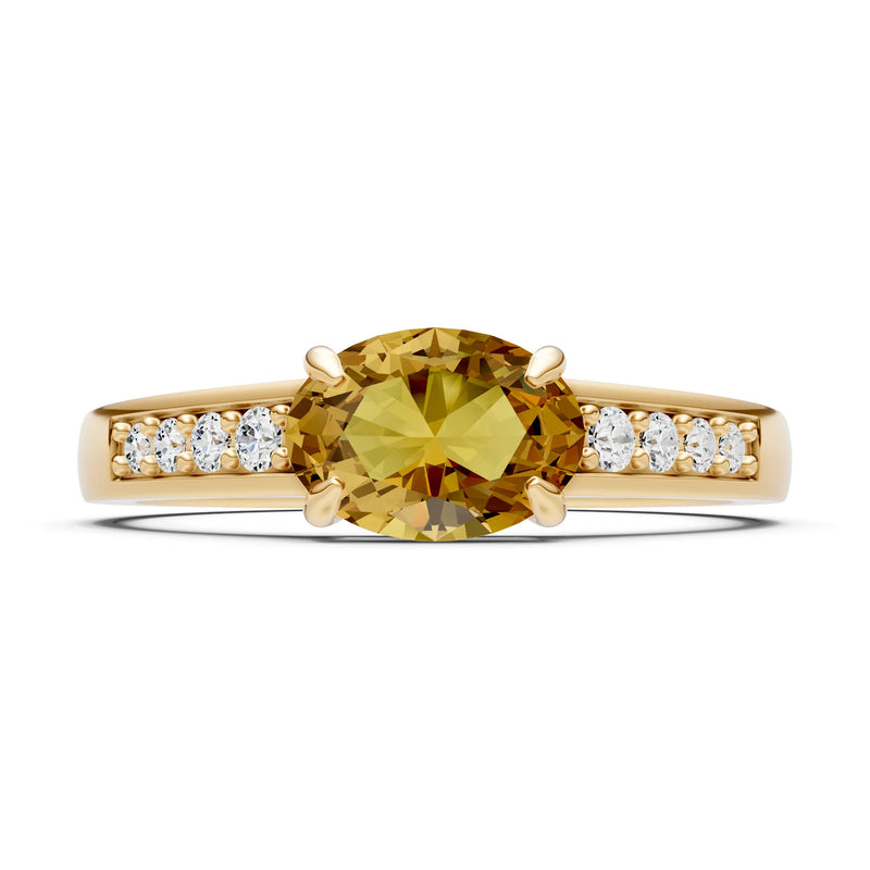 East West Oval Gemstone Ring with Accents