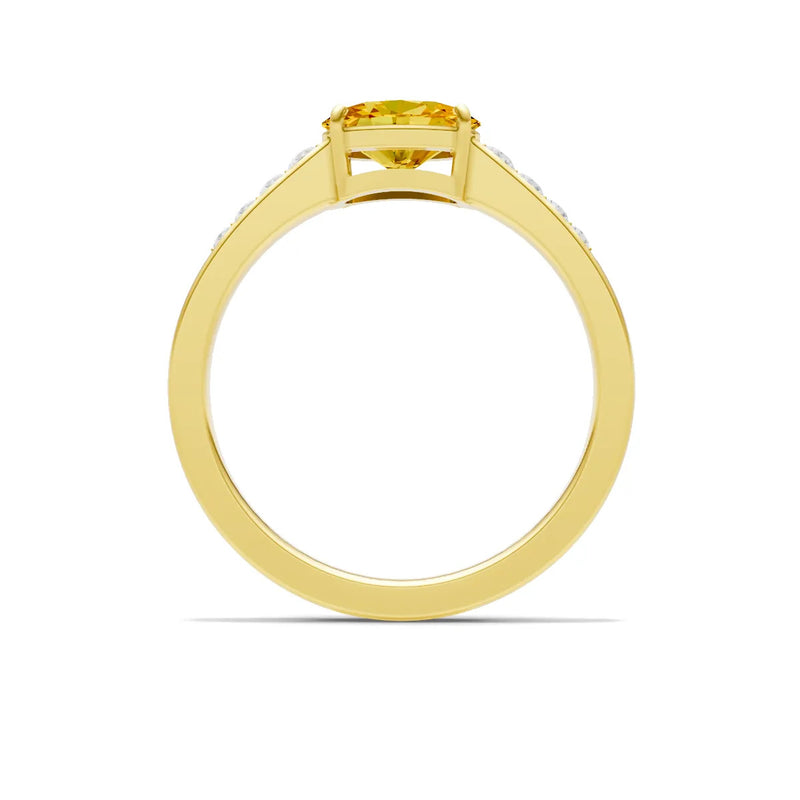 East West Oval Gemstone Ring with Accents