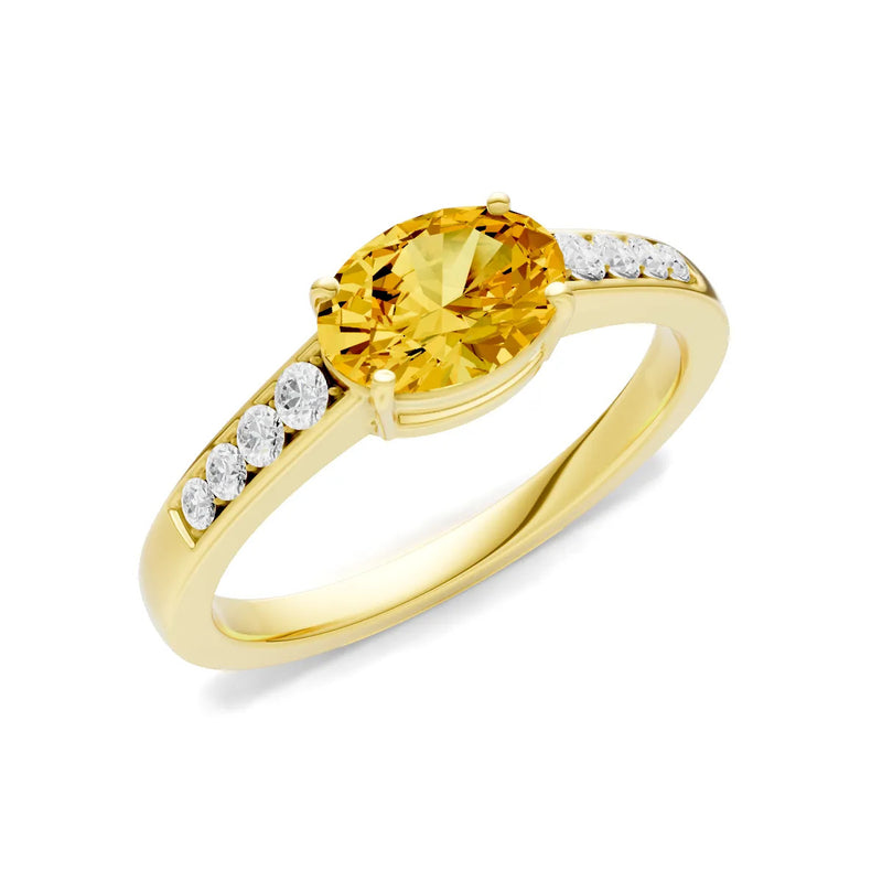 East West Oval Gemstone Ring with Accents