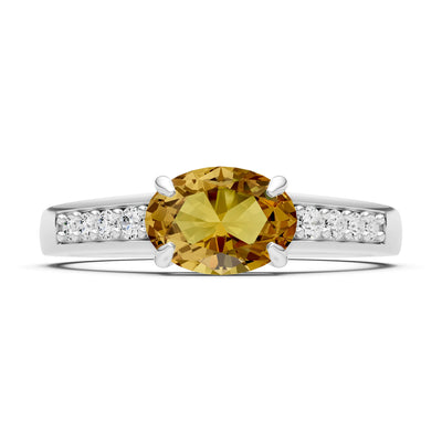 East West  Oval Gemstone Ring with Accents