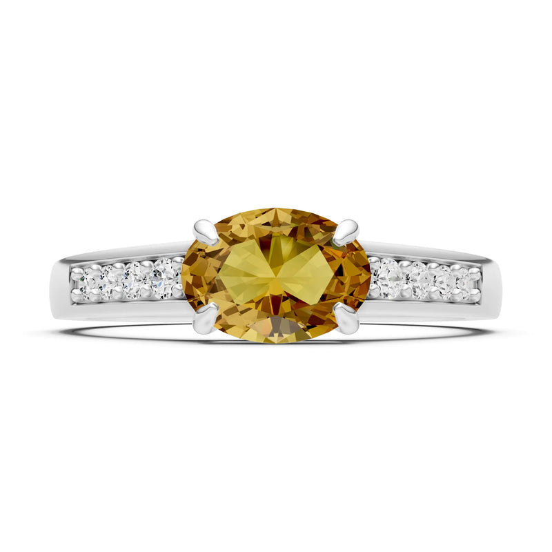 Citrine East West Oval Gemstone Ring with Accents