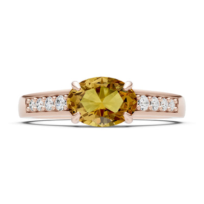East West  Oval Gemstone Ring with Accents