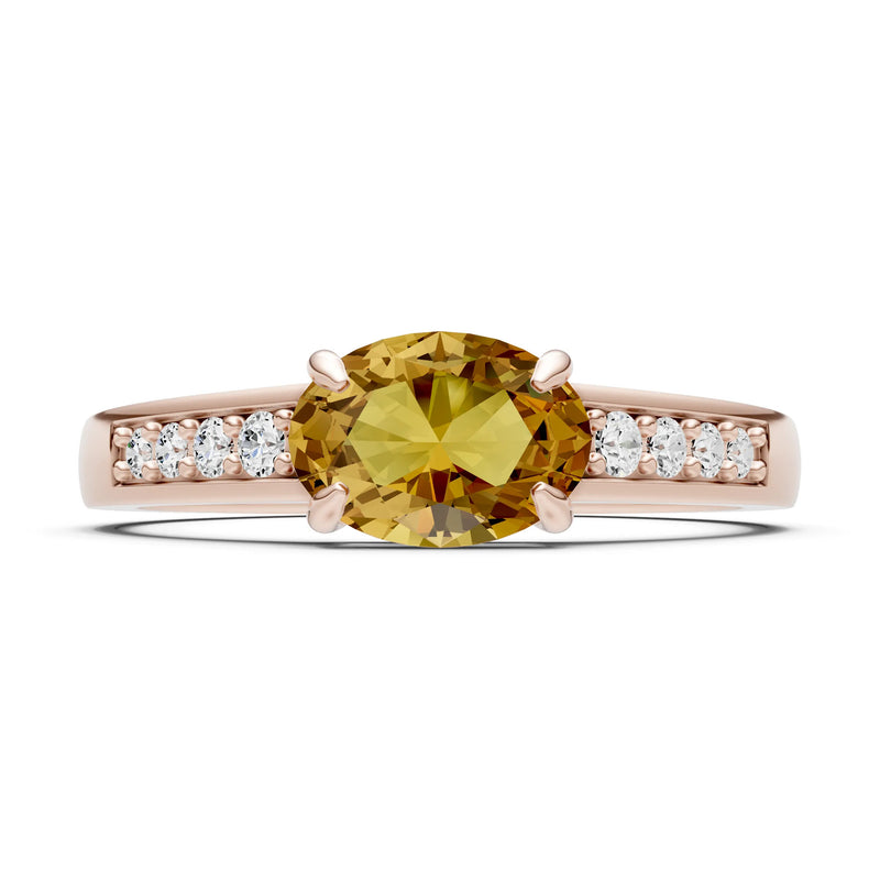 East West  Oval Gemstone Ring with Accents