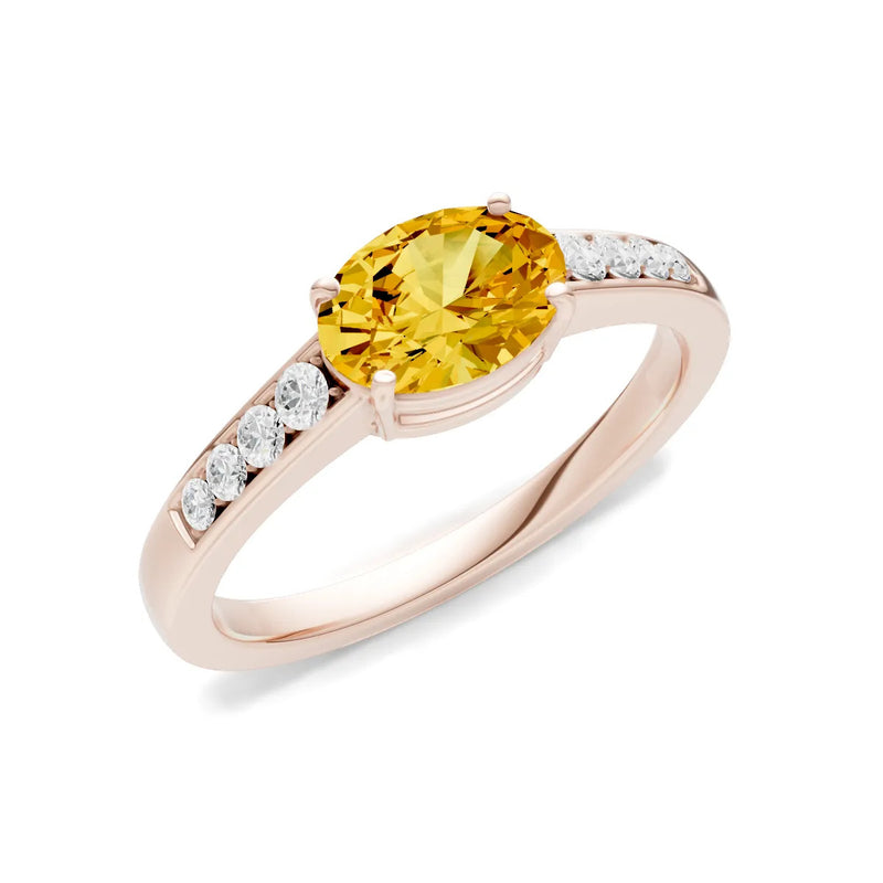 East West Oval Gemstone Ring with Accents