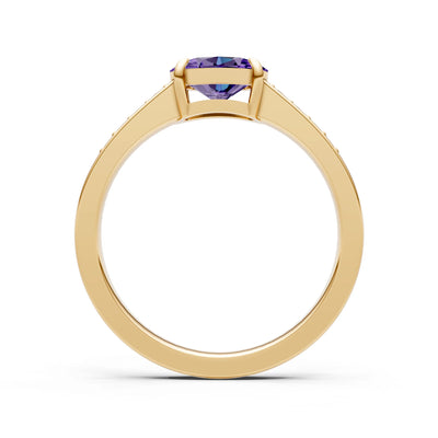East West  Oval Gemstone Ring with Accents